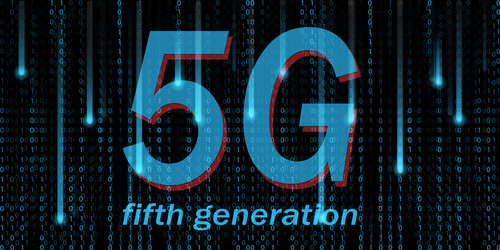 5g mobile networking big data binary code flow vector