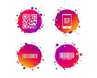 bar and qr code icons scan barcode symbol vector image