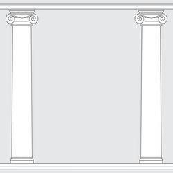 Black and white line drawing ionic order columns vector