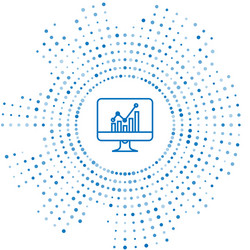 blue line computer monitor with graph chart icon vector image