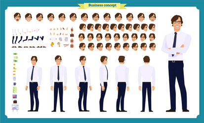 people character business set front side back vector