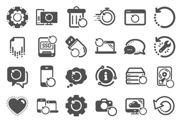 recovery icons backup restore data and recover vector image