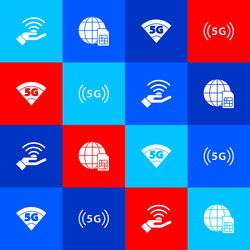 set 5g network globe sim card and icon vector image