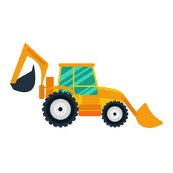 yellow excavator on white background flat style vector