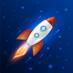 background with retro space rocket ship vector image