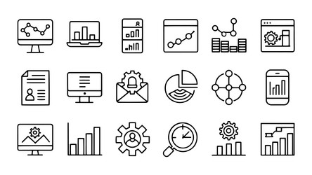 business intelligence web icons in line style vector image