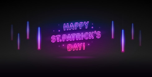 Happy st patricks day neon sign vector