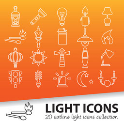 Light Outline Icons - Illuminated Objects vector image
