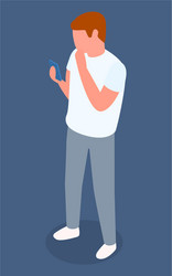 Man Using Smartphone - Isometric vector image