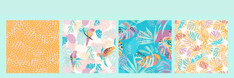 set of abstract art seamless patterns vector image