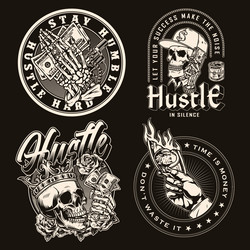 Vintage Money & Skull Emblems Vector Image
