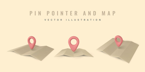 3d pin point marker with shadow location icon vector image