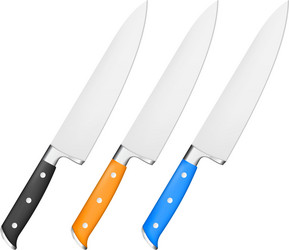 Chef knife with handle in different color vector