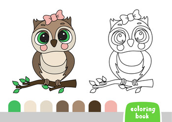 Coloring book for kids owl page books vector