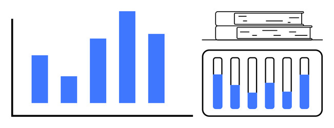 data analysis with bar graph test tubes vector image