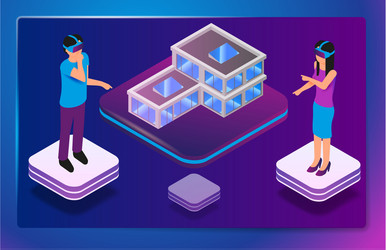 isometric augmented virtual reality for architects vector image
