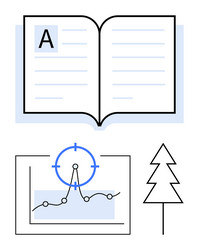 open book data graph with target focus and tree vector image