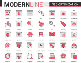 Seo optimization technology flat line icon vector