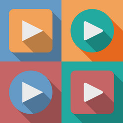 Set of play button icons with a long shadow vector