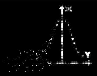 white destructed dot halftone dotted gauss plot vector image