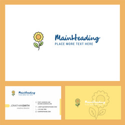 Flower logo design with tagline front and back vector