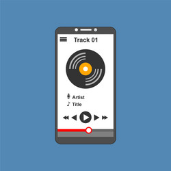 media player application app template with flat vector image