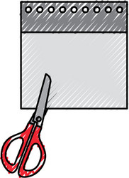notebook sheet with scissor vector image