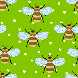 seamless pattern with bees on color background vector image
