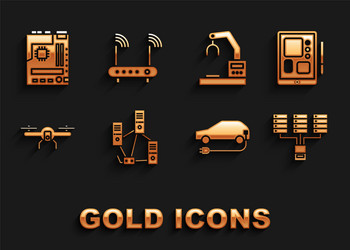 set computer network graphic tablet server data vector image