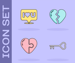 set key in heart shape speech bubble with i love vector image