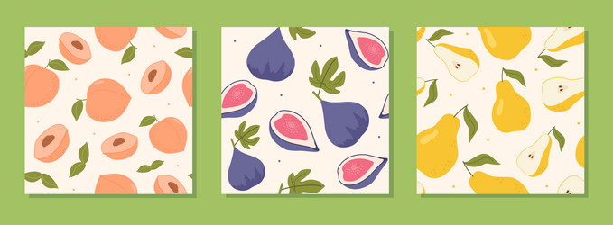 set of seamless patterns with fruits vector image