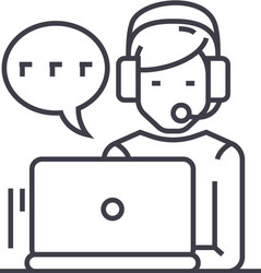 supportcustomer serviceman with computer vector image