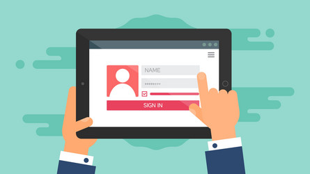 web template of tablet login form vector image