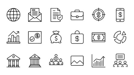 business and finance web icons in line style vector image