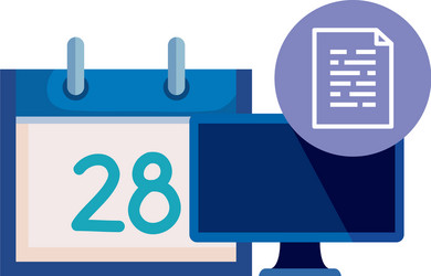 desktop computer device with document file vector image