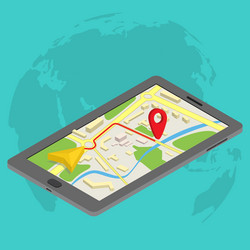 flat 3d isometric mobile gps navigation maps vector image