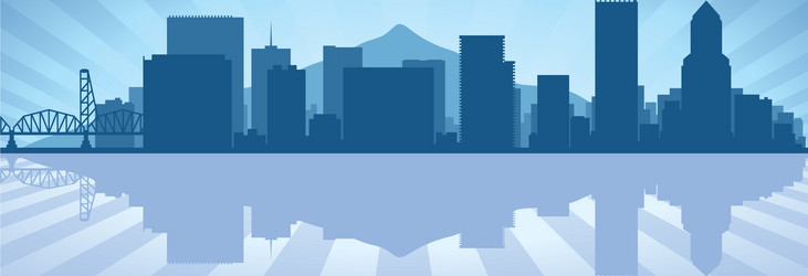 Portland Cityscape Reflection Vector Image