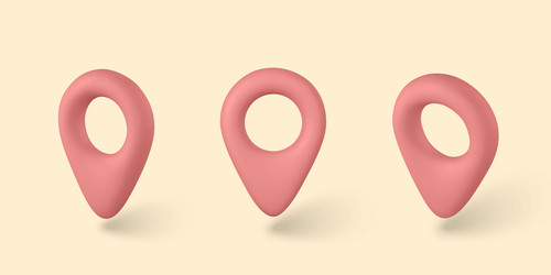 set of three 3d pin point marker with shadow vector image