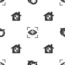 set system bug eye scan and house under vector image