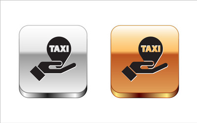 black hand on map pointer with taxi icon isolated vector image