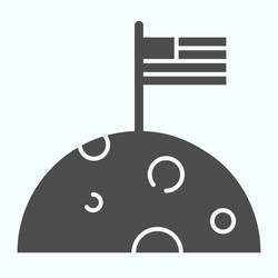 flag at moon solid icon with surface craters vector image