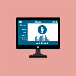 media player application app template with flat vector image