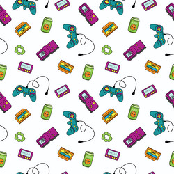 seamless retro pattern nostalgia of the 90s vector image