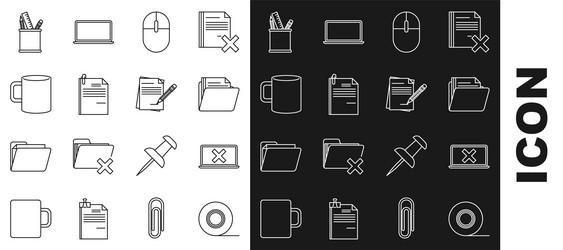 set line scotch laptop and cross mark on screen vector image