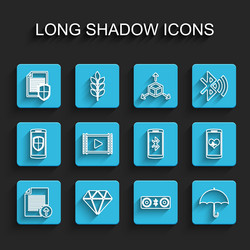 set line upload file diamond document protection vector image