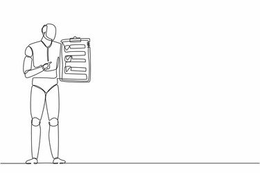 single continuous line drawing robots standing vector image