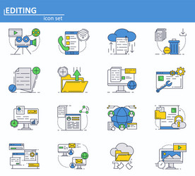 Thin Line Computer Service Icons vector image