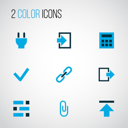 user icons colored set with checkmark exit link vector image