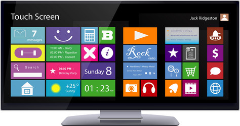 Wide touchscreen monitor with metro interface vector