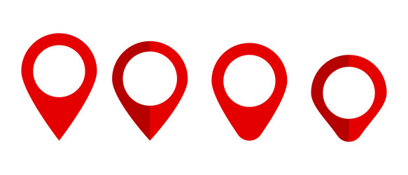 a set of map pin icons in various shapes vector image